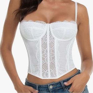 Raxnode Lace Bustier Corset Sexy Going Out Party Club Top, XS